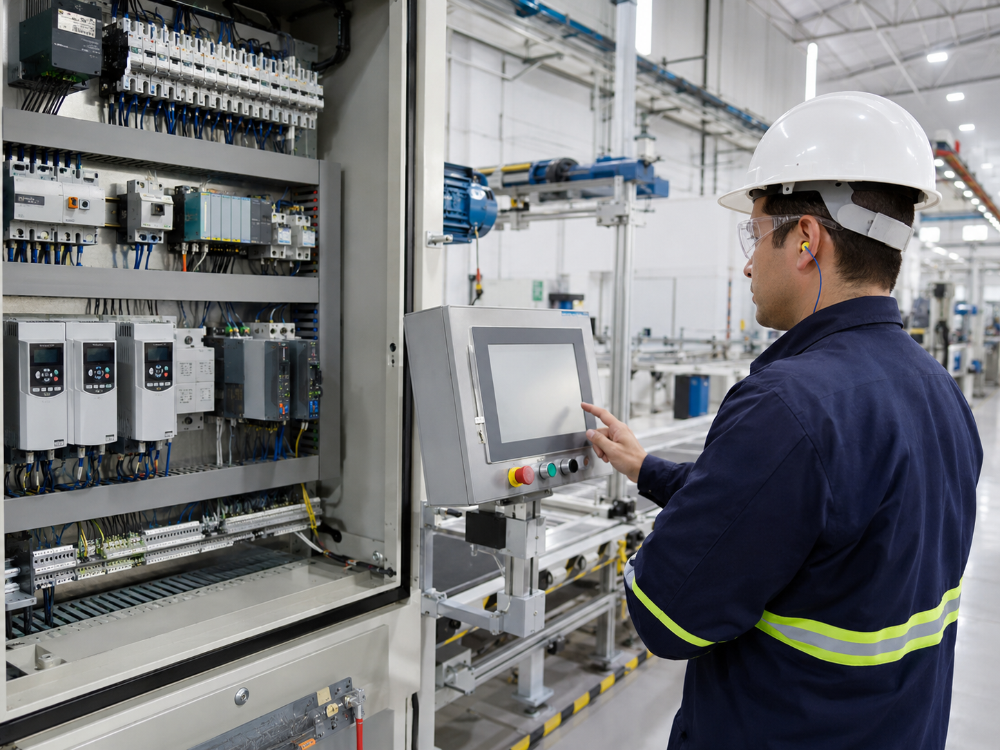 Técnico verificando sistema de automação comercial