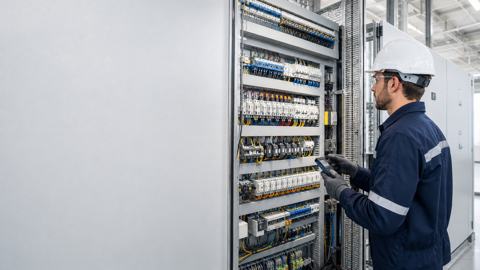 Quadro elétrico de comando em instalação comercial